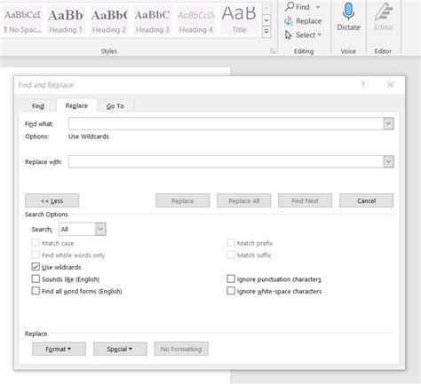 wildcards microsoft word